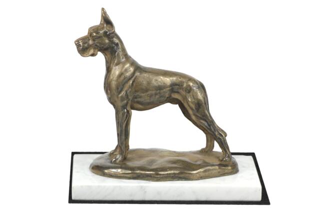 Great Dane, Dog White Marble Base Statue, Limited Edition, Artdog. Made Of Cold Cast Bronze. Perfect Gift. Limited Edition - image 1