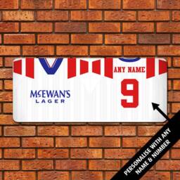 Rangers Retro Shirt Kit Personalised Large Aluminium Wall Art Metal Sign 25 X 60cm Great Gift Add Any Name & Number Choice Of Designs - thumbnail 2
