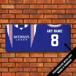 Rangers Retro Shirt Kit Personalised Large Aluminium Wall Art Metal Sign 25 X 60cm Great Gift Add Any Name & Number Choice Of Designs - thumbnail 3