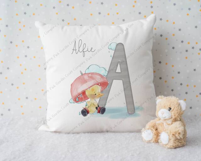 Duck Cushion, Pillow, Personalised Duck, Gift, Gift For Child, Child Birthday Cute Cushion, Nursery Rainy - image 1