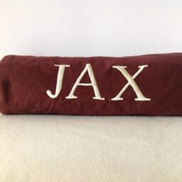 Monogrammed Bolster Pillow Cover, Embroidered Name Neck Roll - thumbnail 3