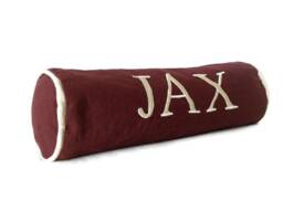 Monogrammed Bolster Pillow Cover, Embroidered Name Neck Roll - thumbnail 1