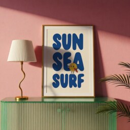 Retro Sun Sea Surf Print Beach Ocean Room Decor - thumbnail 2