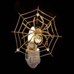 24K Gold Plated Spider On Web Handcrafted Luxury Night Light Decorated Swarovski Crystals Bedroom Bathroom Kids Room Gift Premium Decor - thumbnail 2