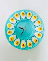 Deviled Egg Clock Wall Hanging Art Kitchen D??cor Unique Kitschy Gift Idea Nostalgic Eclectic Maximalist Style Dopamine Resin - thumbnail 2
