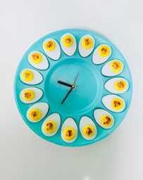 Deviled Egg Clock Wall Hanging Art Kitchen D??cor Unique Kitschy Gift Idea Nostalgic Eclectic Maximalist Style Dopamine Resin
