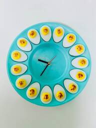 Deviled Egg Clock Wall Hanging Art Kitchen D??cor Unique Kitschy Gift Idea Nostalgic Eclectic Maximalist Style Dopamine Resin - thumbnail 3