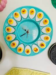 Deviled Egg Clock Wall Hanging Art Kitchen D??cor Unique Kitschy Gift Idea Nostalgic Eclectic Maximalist Style Dopamine Resin - thumbnail 4