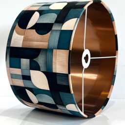 Handmade By Order Teal Blue Wooden Retro Geometric Abstract Print Velvet Drum Lamp Shade Pendant Light All Shapes & Sizes Avail - thumbnail 3