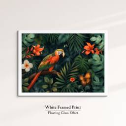 Vibrant Parrot & Butterfly in Lush Jungle - Stunning Canvas Art For Nature Lovers, Exotic Home Decor, Wall Art, Framed Print - thumbnail 3