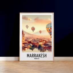 Marrakesh Travel Print - Watercolour Poster Design - Wall Artwork Morocco Gifts Home Decor Art Gift Marrakech Painting Picture - thumbnail 3