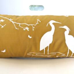 Golden Brown Egret Lovers in The Swamp Rectangle Pillow - thumbnail 3