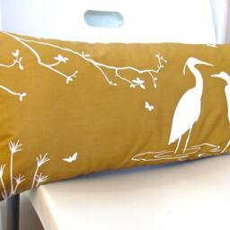 Golden Brown Egret Lovers in The Swamp Rectangle Pillow - thumbnail 2