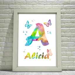 Personalized Watercolor Fairy Prints Girls Nursery Decor, Set Of 3 - thumbnail 3