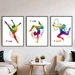 Gymnastics Wall Art Prints Girls Bedroom Decor, Set Of 3 - thumbnail 2