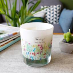 Personalised Teacher Wildflower Scented Candle - Thank You Container Glass Gift Teaching Assistant - thumbnail 1