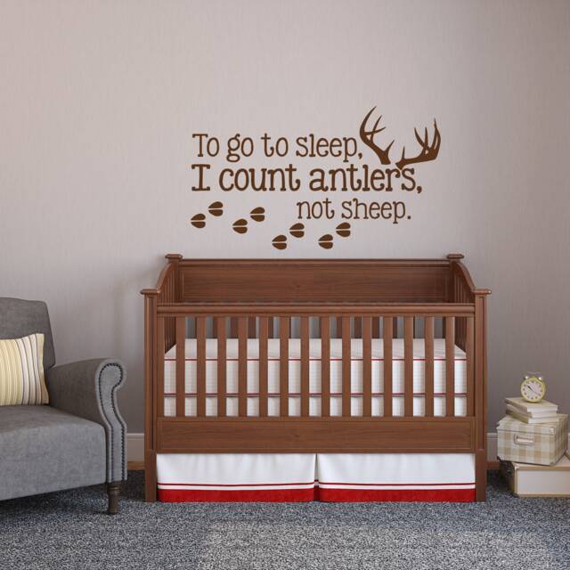 I Count Antlers Not Sheep Wall Decal Boy Nursery Hunting Decor, Kids Quotes P20 - image 1