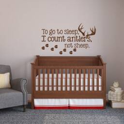 I Count Antlers Not Sheep Wall Decal Boy Nursery Hunting Decor, Kids Quotes P20 - thumbnail 1