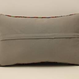Vintage Turkish Kilim Pillow Cover, Wool Lumbar Cushion - 12x20 In - thumbnail 4