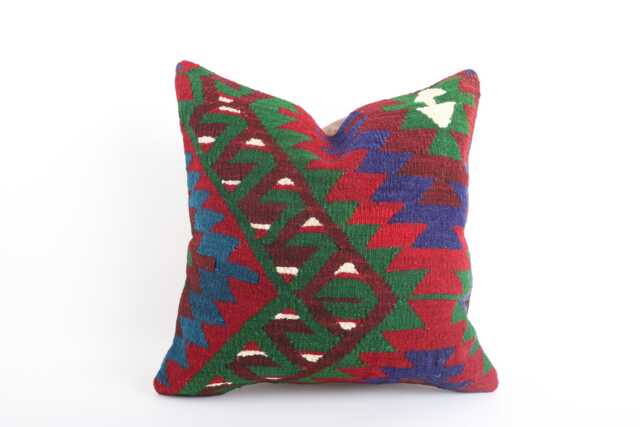 Vintage Turkish Kilim Pillow Cover Bohemian Woven Cushion - 20x20'' - image 1