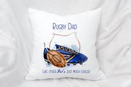 Personalised Rugby Dad Cushion, 4 Colour Options , Ideal Birthday Gift Or Fathers Day Present - thumbnail 1