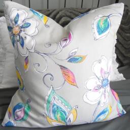 Richloom Whimsical Floral.grey.pinks.yellows.blues.fuschia.white.pillow Covers.toss Pillows.accent Pillows.throw Pillows.slipcovers.decor - thumbnail 3