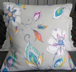 Richloom Whimsical Floral.grey.pinks.yellows.blues.fuschia.white.pillow Covers.toss Pillows.accent Pillows.throw Pillows.slipcovers.decor - thumbnail 1