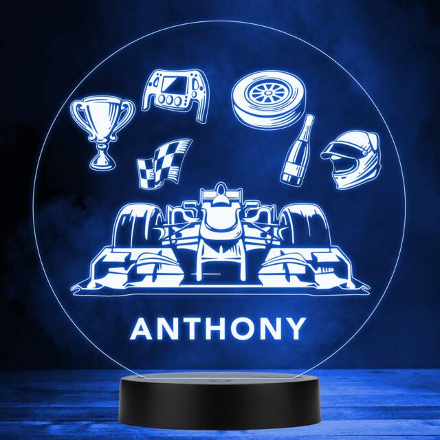 Car Racing Flag Trophy Motorsport Personalised Gift Rgb Night Light - Bedroom Lamp - image 1