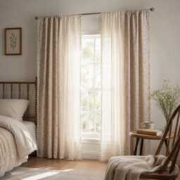 Vintage Patchwork Curtains With Tassels, Rod Pocket Hollow, Rustic Boho Semi-Blackout Drapes - thumbnail 3