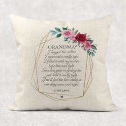 Personalised Grandma Hug Cushion Linen Style Pillow, Keepsake Gift - thumbnail 2