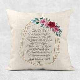 Personalised Grandma Hug Cushion Linen Style Pillow, Keepsake Gift - thumbnail 3