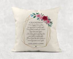 Personalised Grandma Hug Cushion Linen Style Pillow, Keepsake Gift - thumbnail 1