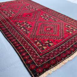 2x5 Vintage Afghan Tribal Rug - Hand-Knotted Bohemian Red Nomad Carpet Handmade Oushak Style Turkish Caravan Wool Gift - thumbnail 3