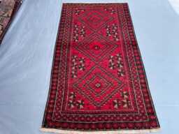 2x5 Vintage Afghan Tribal Rug - Hand-Knotted Bohemian Red Nomad Carpet Handmade Oushak Style Turkish Caravan Wool Gift - thumbnail 1