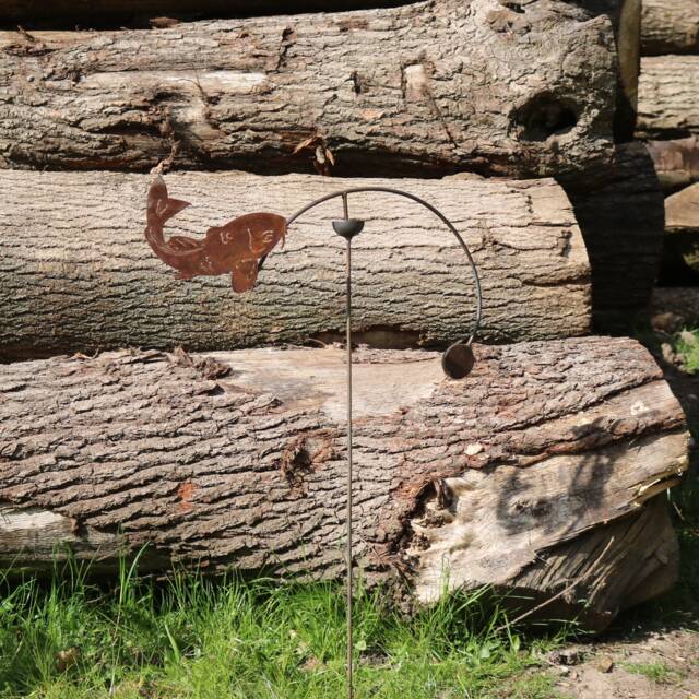 Rusty Metal Koi Carp Wind Rocker - Garden Art Decoration