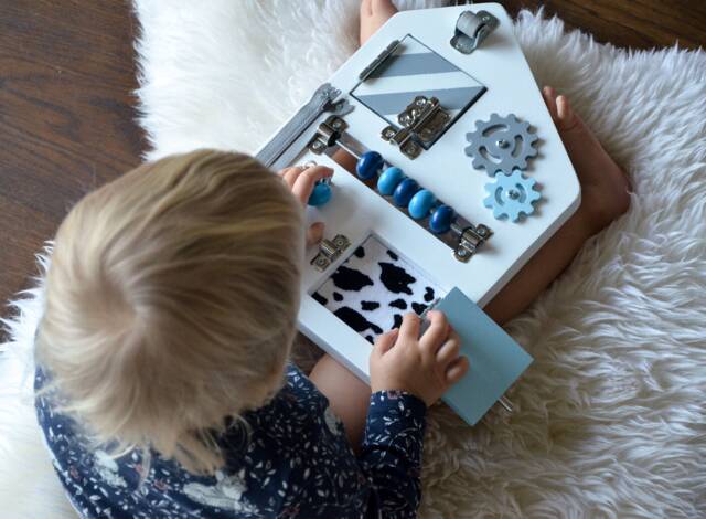 Wooden Sensory Busy Board Montessori Toddler Activity Toy - image 1
