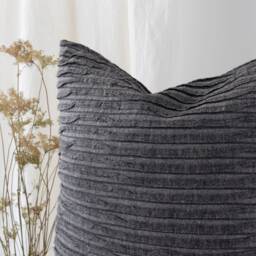 Decorative Black Linen Pillowcase, Neutral Stylish Farmhouse Throw Pillow, Accent Living Room Pillow Cover - thumbnail 2