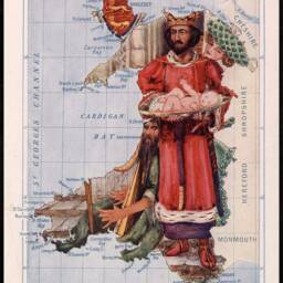 Wales Caricature Map - Old Antique Of Wales. King Edward Shows The First Prince To People -Lilian Lancaster - thumbnail 2