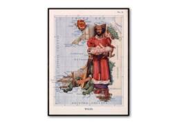 Wales Caricature Map - Old Antique Of Wales. King Edward Shows The First Prince To People -Lilian Lancaster - thumbnail 1