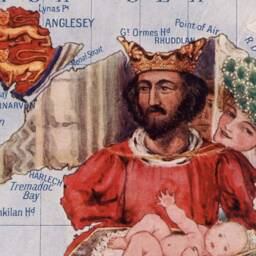 Wales Caricature Map - Old Antique Of Wales. King Edward Shows The First Prince To People -Lilian Lancaster - thumbnail 3