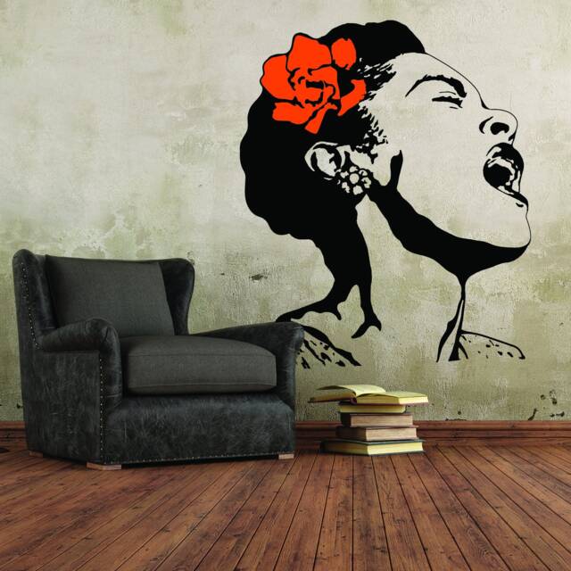 Life Is Beautiful Banksy Street Art Wall Decal - Singing Woman Lifeisbeautiful Sticker Cool Home Decor Vinyl Stickers With Flower For Room - image 1