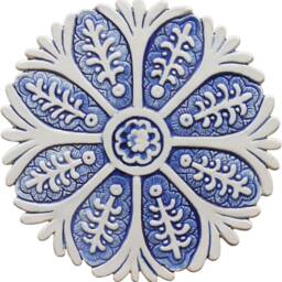 10 Collectibles Circle Wall Sculpture Made From Ceramic, Ceramic Tile For Outdoor Decor, Kitchen Design Suzani Mix Blue&white - thumbnail 2