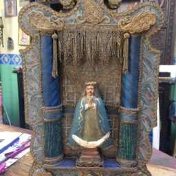 Vintage 3D Virgin Of Guadelupe Assemblage Mixes Media Retablo Alter Shrine - thumbnail 2