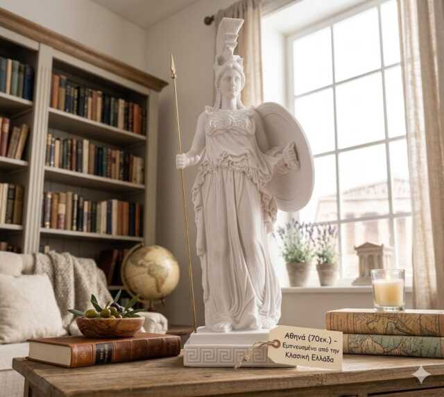 Athena Minerva Greek Roman Goddess Cast Marble Large Sculpture Statue 27.56In - 70cm - image 1