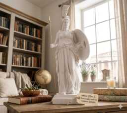 Athena Minerva Greek Roman Goddess Cast Marble Large Sculpture Statue 27.56In - 70cm - thumbnail 1