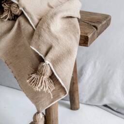Bohemian Decor Bedcover, Moroccan Pom Throw Blanket, Blanket Sofa, Throw Blanket With Tassels, Handwoven Cotton - thumbnail 3