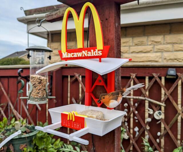 Macawnalds Garden Bird Feeding Station - Bird Seed Feeder Quirky Outdoor Decor Wild Food Table Sparrow Blue Tit Blackbird - image 1