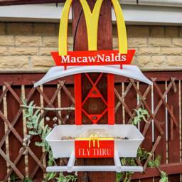 Macawnalds Garden Bird Feeding Station - Bird Seed Feeder Quirky Outdoor Decor Wild Food Table Sparrow Blue Tit Blackbird - thumbnail 2