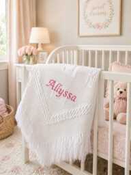 Personalised Baby Blanket Shawl Embroidered Name Newborn Gift