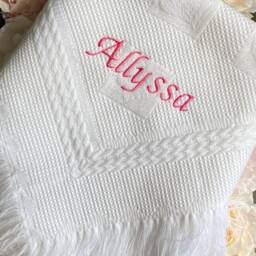 Personalised Baby Blanket Shawl Embroidered Name Newborn Gift - thumbnail 2